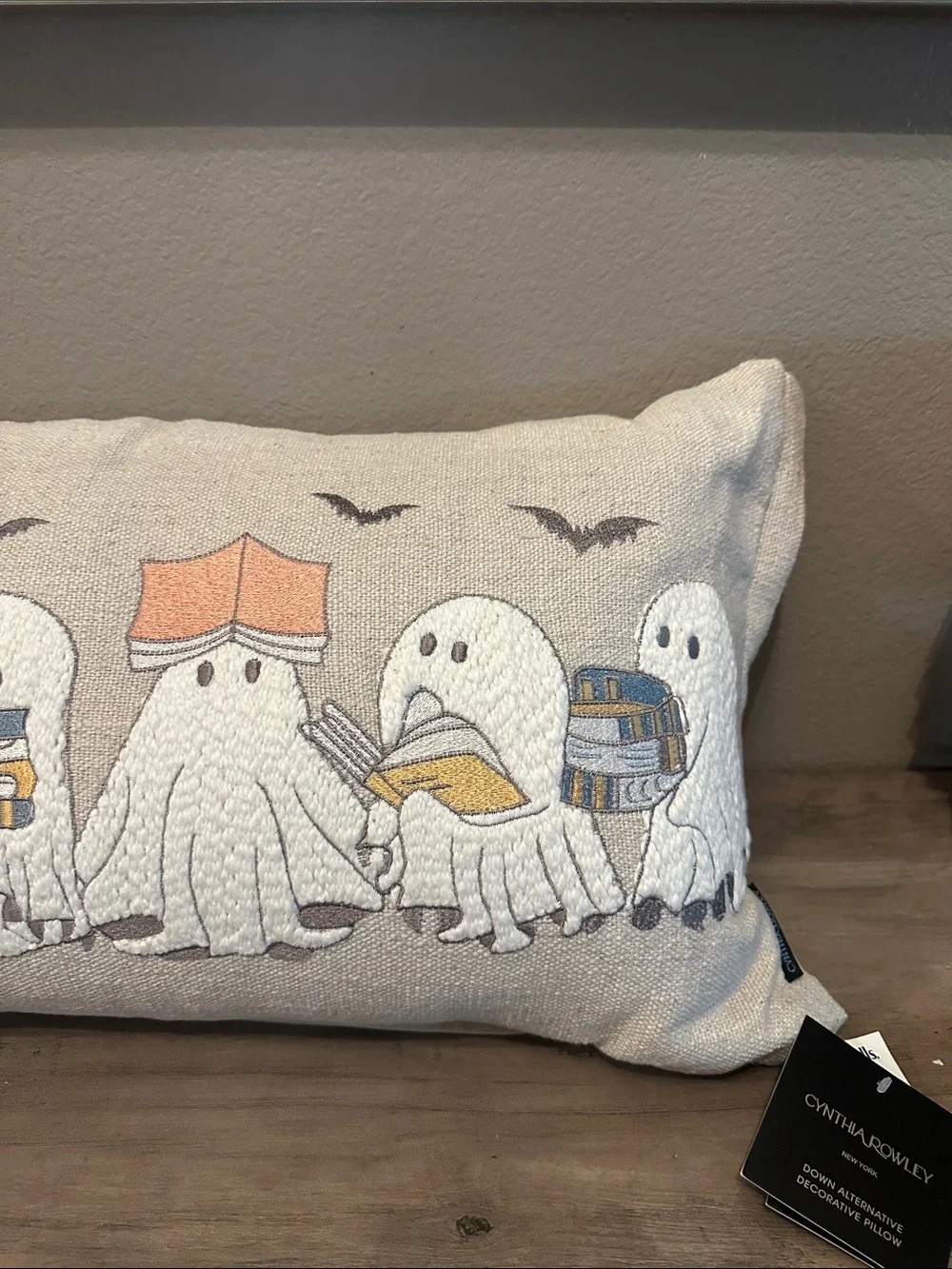 Cynthia Rowley Cream Embroidered Ghost Decorative Pillow